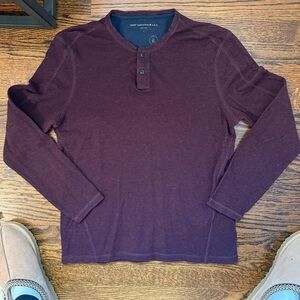 John Varvatos Men's Long Sleeve Henley in Deep Purple